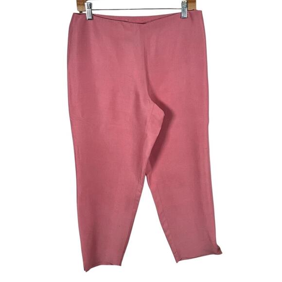 Eileen Fisher Silk Straight Ankle Pants Light Pink Petite Medium Side Zipper - Picture 3 of 10